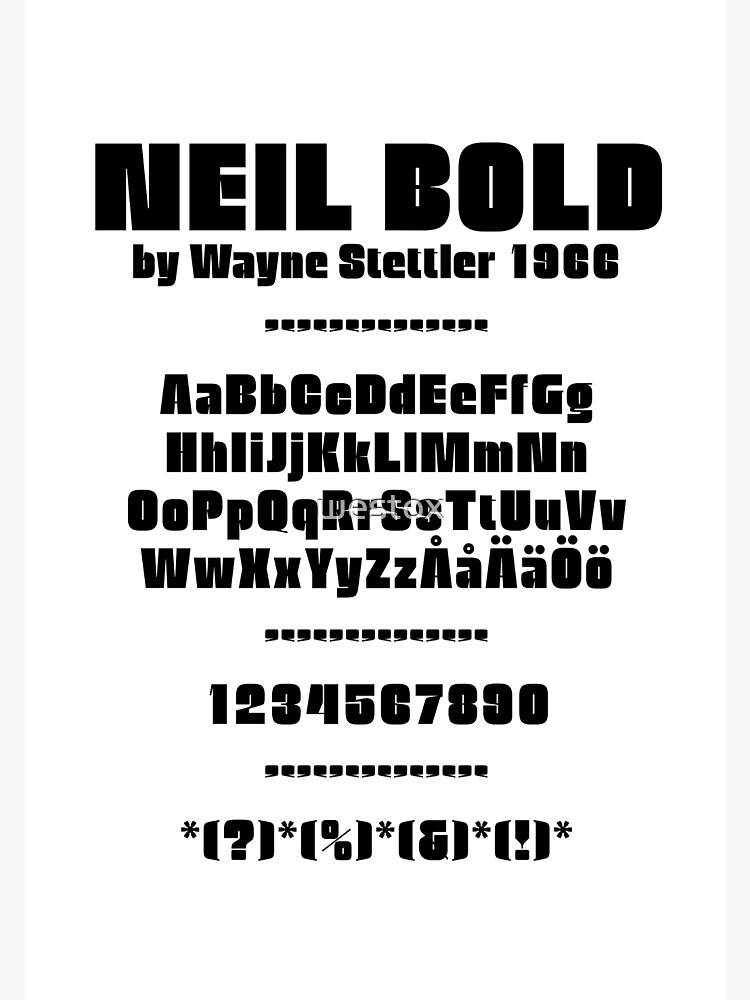 SUPERCOOL TYPOGRAPHY T-SHIRT POSTER NEIL BOLD 1966 Art Print for Sale by  westox