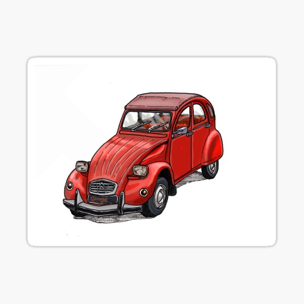 2CV rojo Pegatina