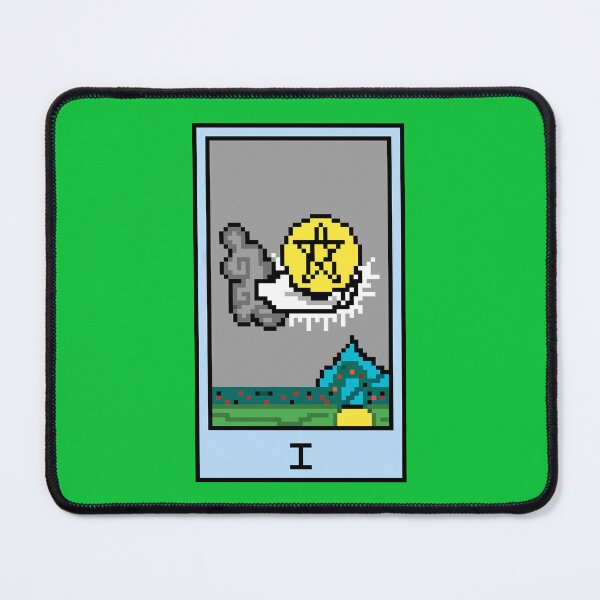 Item preview, Wait, is this pixel art tarot? Green - Minor Arcana 'Ace of Pentacles' (Design for T-shirt, stickers and other accessories) designed and sold by Pixel Waite.