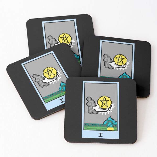 Item preview, Wait, is this pixel art tarot? Black - Minor Arcana 'Ace of Pentacles' (Design for T-shirt, stickers and other accessories) designed and sold by Pixel Waite.