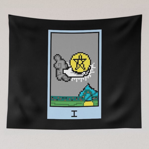 Item preview, Wait, is this pixel art tarot? Black - Minor Arcana 'Ace of Pentacles' (Design for T-shirt, stickers and other accessories) designed and sold by Pixel Waite.