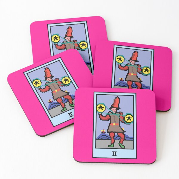Artikelvorschau, Moment, ist das Pixel-Art-Tarot? Pink – Minor Arcana „Two of Pentacles“ (Design für T-Shirt, Aufkleber und andere Accessoires) entworfen und verkauft von Pixel Waite.