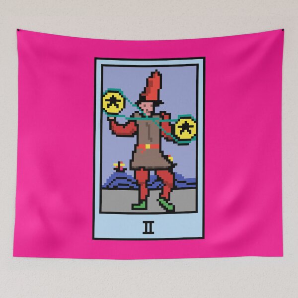 Artikelvorschau, Moment, ist das Pixel-Art-Tarot? Pink – Minor Arcana „Two of Pentacles“ (Design für T-Shirt, Aufkleber und andere Accessoires) entworfen und verkauft von Pixel Waite.