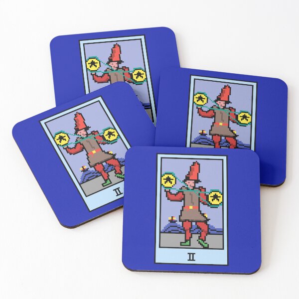 Item preview, Wait, is this pixel art tarot? Blue - Minor Arcana 'Two of Pentacles' (Design for T-shirt, stickers and other accessories) designed and sold by Pixel Waite.