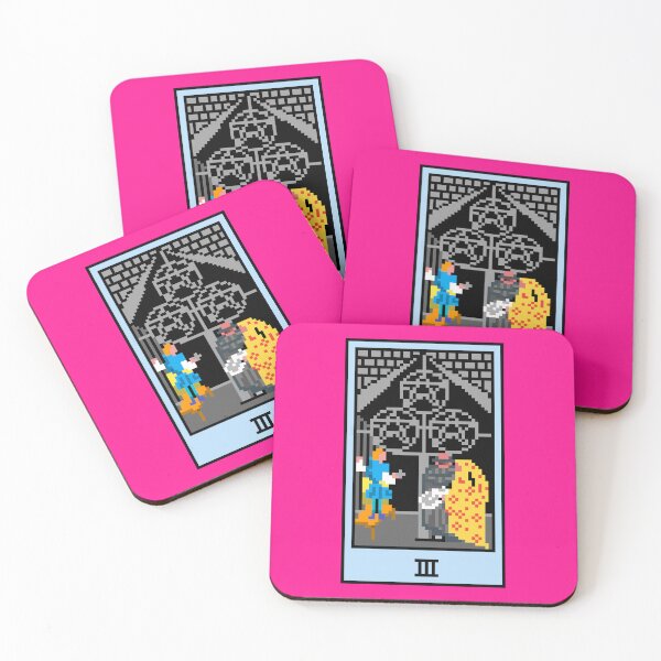 Item preview, Wait, is this pixel art tarot? Pink - Minor Arcana 'Three of Pentacles' (Design for T-shirt, stickers and other accessories) designed and sold by Pixel Waite.