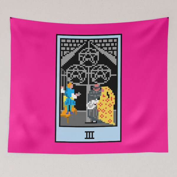 Item preview, Wait, is this pixel art tarot? Pink - Minor Arcana 'Three of Pentacles' (Design for T-shirt, stickers and other accessories) designed and sold by Pixel Waite.