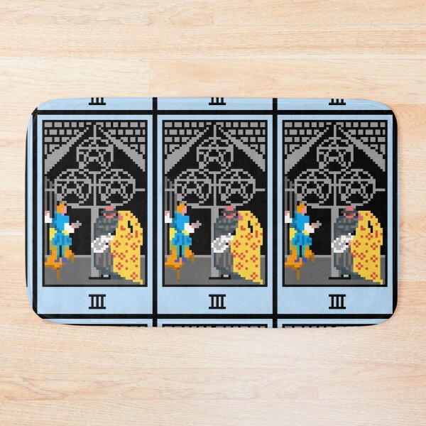 Item preview, Wait, is this pixel art tarot? Yellow - Minor Arcana 'Three of Pentacles' (Design for T-shirt, stickers and other accessories) designed and sold by Pixel Waite.