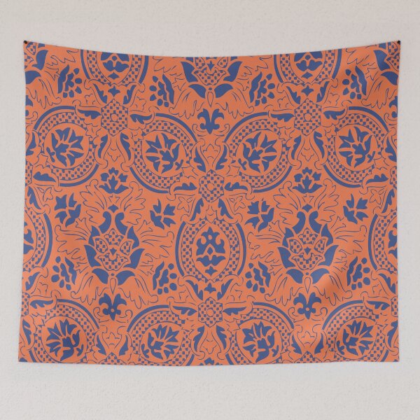 Item preview,  Vintage Ornament Pattern - Candy Red and Dark Blue designed and sold by LamaraK.