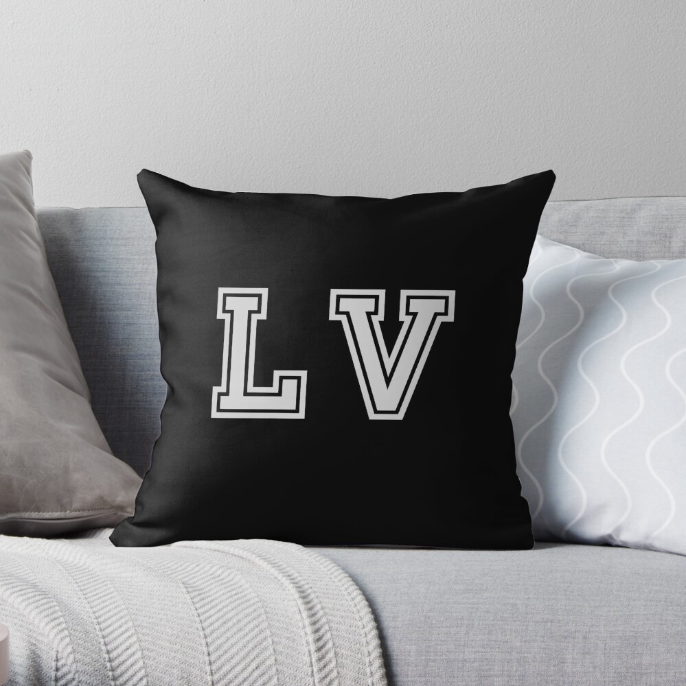 L.V. Varsity Initials, Varsity Letters, Black And White, Personalised  Gifts Throw Pillow for Sale by Avo And Sriracha