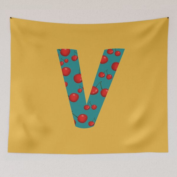 Item preview, Red Cherries Initial Monogram Letter V - Fruit  designed and sold by Karen Ekdahl.