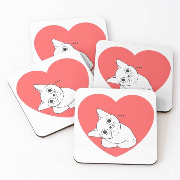 Item preview, White cat with red heart background designed and sold by priyankajustine.