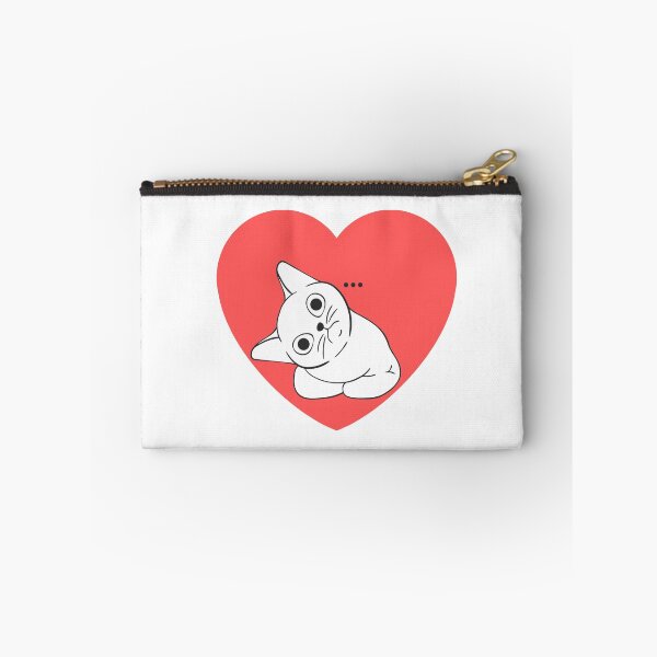 Item preview, White cat with red heart background designed and sold by priyankajustine.
