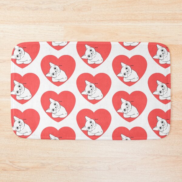 Item preview, White cat with red heart background designed and sold by priyankajustine.