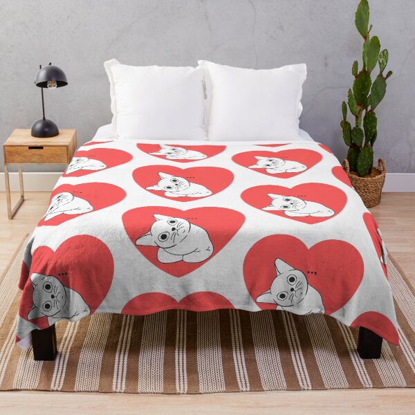 Item preview, White cat with red heart background designed and sold by priyankajustine.