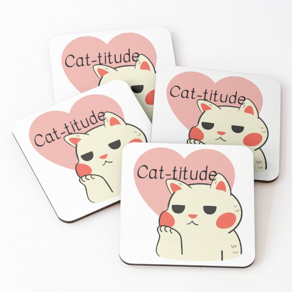 Item preview, Cat-titude- pink and white cat designed and sold by priyankajustine.