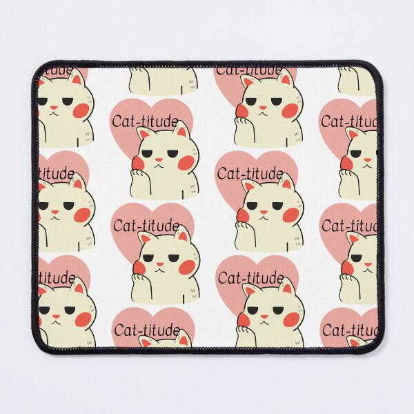 Item preview, Cat-titude- pink and white cat designed and sold by priyankajustine.