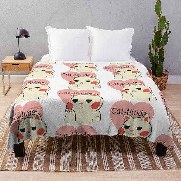 Item preview, Cat-titude- pink and white cat designed and sold by priyankajustine.