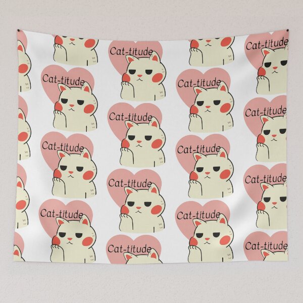 Item preview, Cat-titude- pink and white cat designed and sold by priyankajustine.