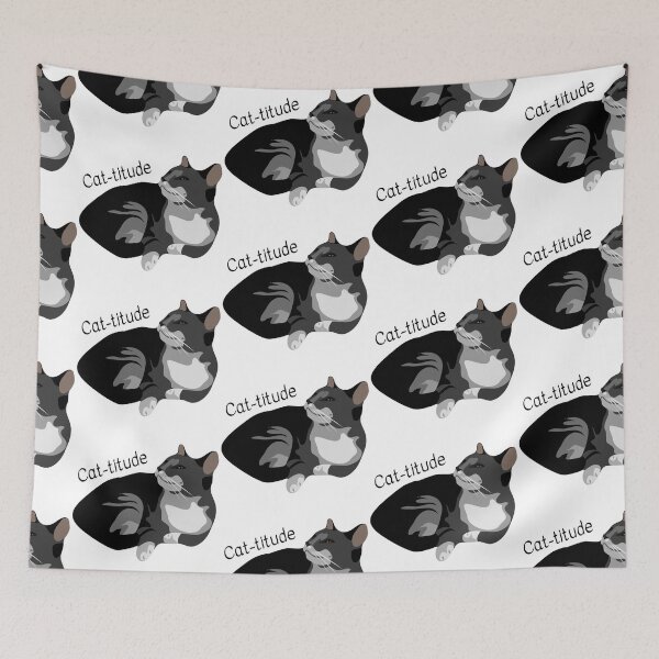 Item preview, Cat-titude- black and white cat designed and sold by priyankajustine.