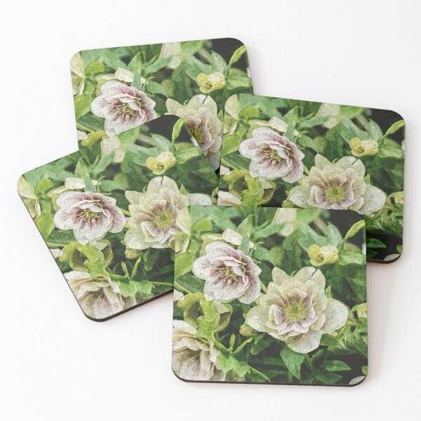 Item preview, White and Green Hellebore Blooms Painterly designed and sold by mljdwhite.