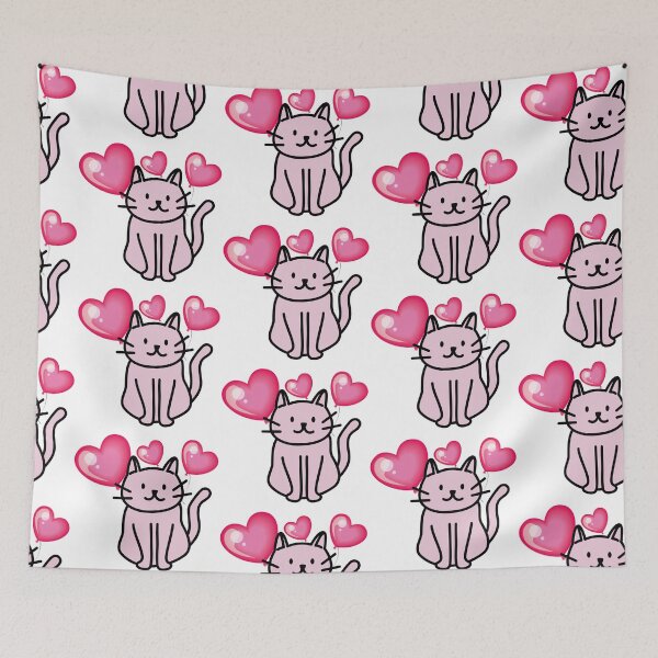 Item preview, Pink cat with heart balloons designed and sold by priyankajustine.
