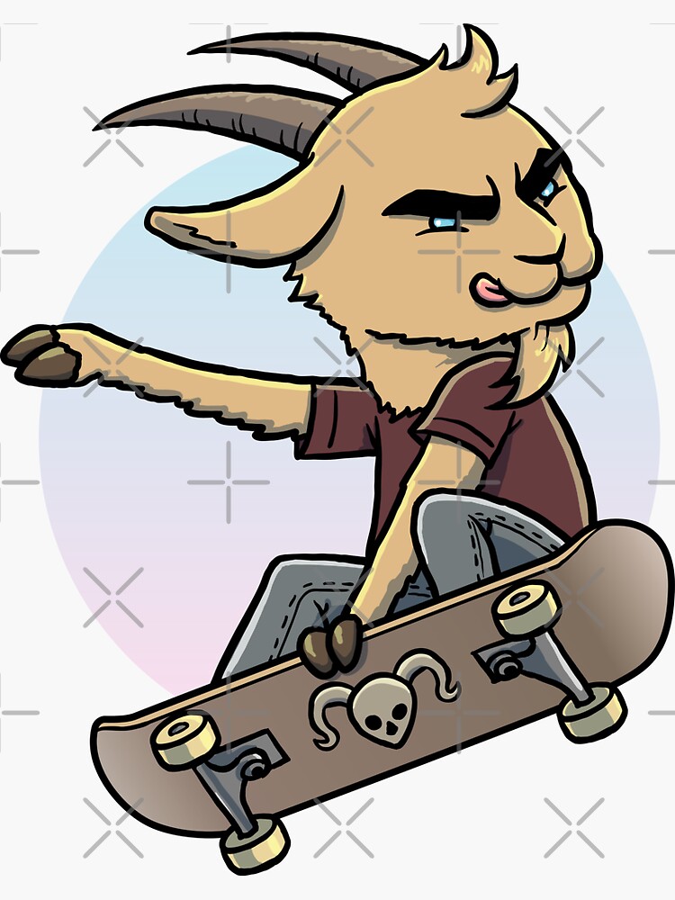 "Goat on Skateboard Skateboarding" Sticker for Sale by jonmlam Redbubble