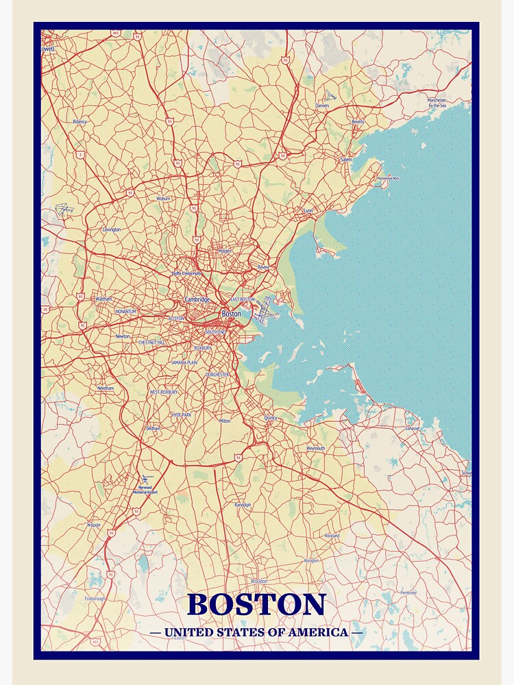 &ldquo;Boston City Map Print, Boston City Map Poster, Boston City Map Wall