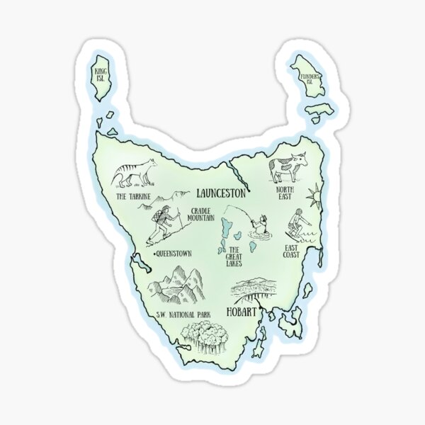 Tasmanian Illustrated Map Sticker