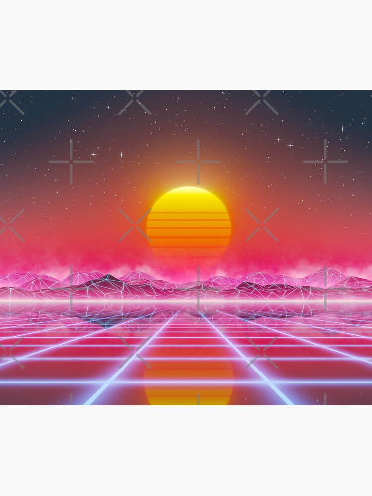 80s retro sun in synthwave landscape (Magenta/Pink) by GaiaDC