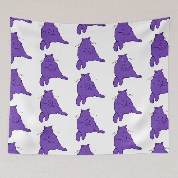 Item preview,  Cute chubby chonky cat design -  fat kitty in purple colour palette no.1 designed and sold by Balsamista-art.