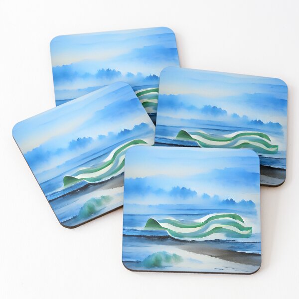 Item preview, blue and green waves designed and sold by AIArtwork21.