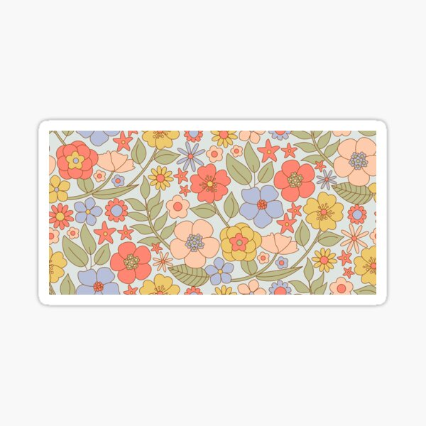 Retro 60s Floral Flower Power-Spring Pastel Sticker