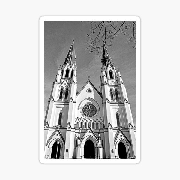 Item preview, Cathedral Basilica of St. John the Baptist Savannah, Georgia Black And White designed and sold by LisaWootenPhoto.