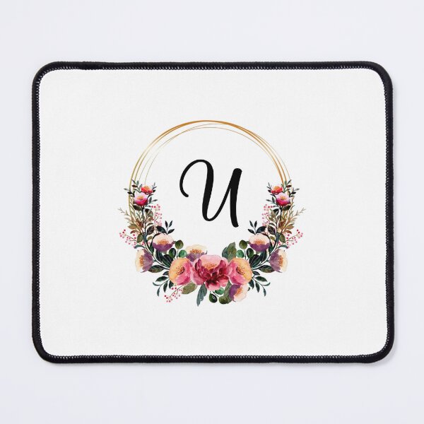 Item preview, Monogram with Pink Floral | Monogram Letter U designed and sold by JustSeasons.