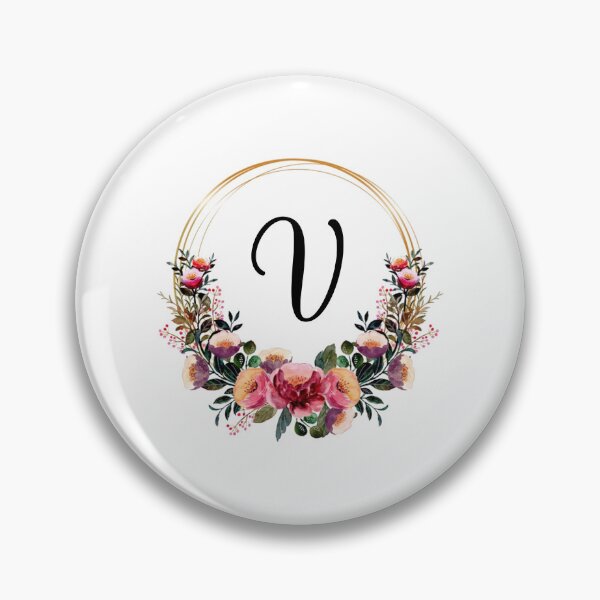 Item preview, Monogram with Pink Floral | Monogram Letter V designed and sold by JustSeasons.