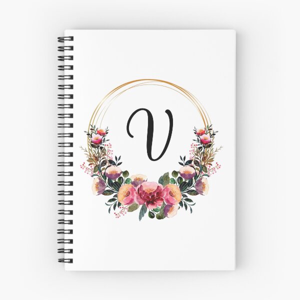 Artikelvorschau, Monogramm mit rosa Blumen | Monogrammbuchstabe V entworfen und verkauft von JustSeasons.
