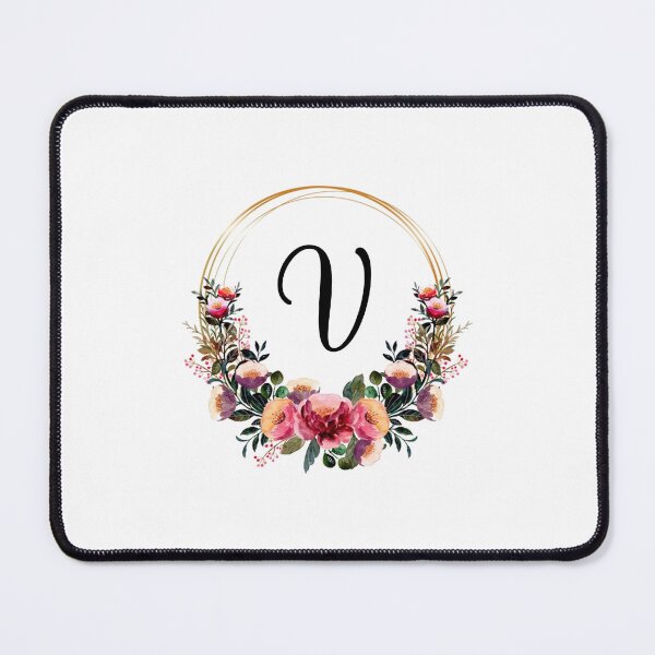 Item preview, Monogram with Pink Floral | Monogram Letter V designed and sold by JustSeasons.