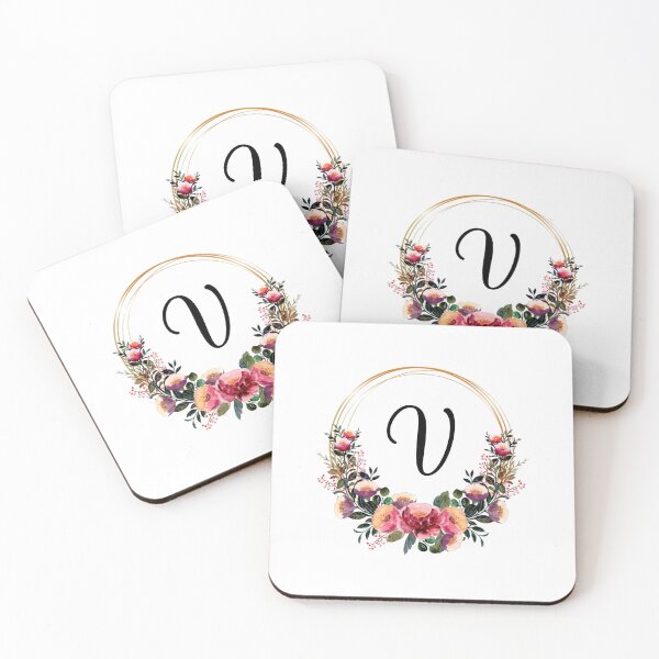 Item preview, Monogram with Pink Floral | Monogram Letter V designed and sold by JustSeasons.