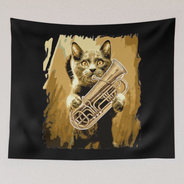 Item preview, Tuba Player Funny Cat Playing Tuba designed and sold by ibarrbeat.