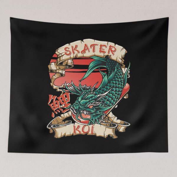 Item preview, Skateboard Skating Skater Koi Japanese designed and sold by OmmeDesigns.