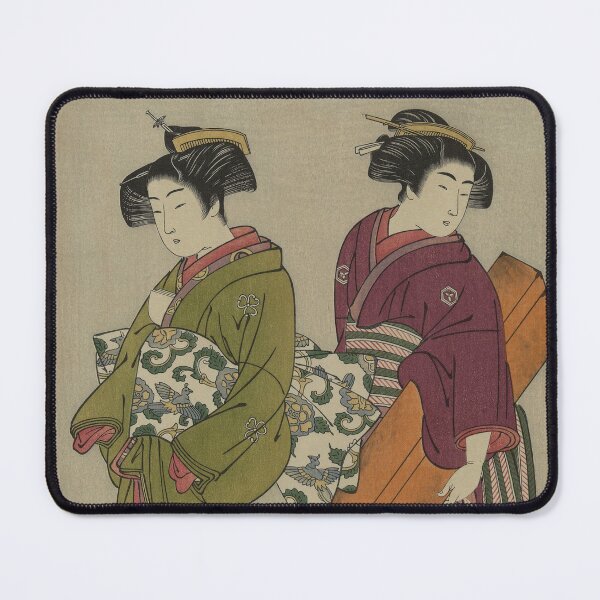 Item preview, Kitao Shigemasa (1777) Geisha and a servant carrying her shamisen box - Vintage Art designed and sold by RickE.