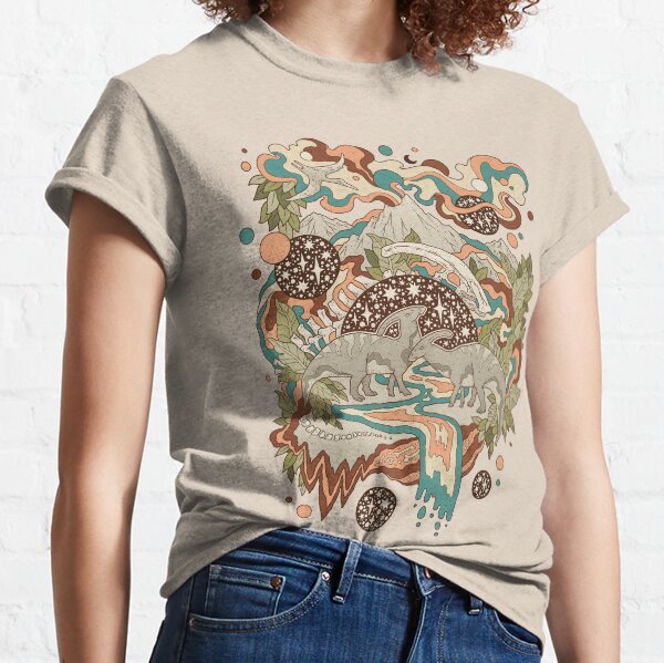 Lost Portal: Parasaurolophus | Retro Rainbow Palette | Dinosaur Science Fiction Art Classic T-Shirt