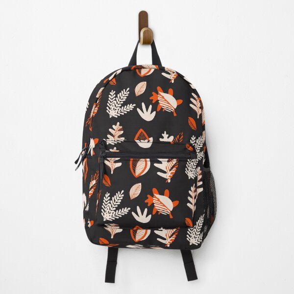 Item preview, Black cream and orange floral leaf pattern designed and sold by DemonicGloom.