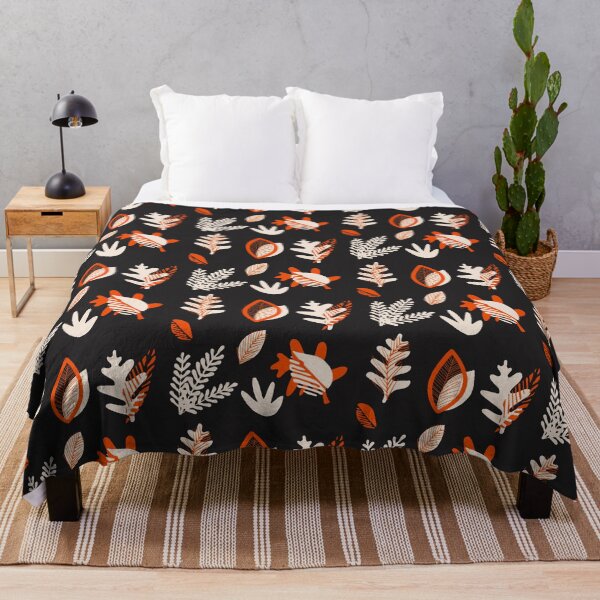 Item preview, Black cream and orange floral leaf pattern designed and sold by DemonicGloom.
