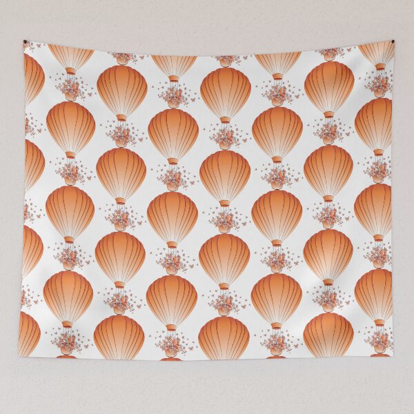 Item preview, Hot Air Balloon With Butterflies Vintage Retro Pattern designed and sold by risingrocket.