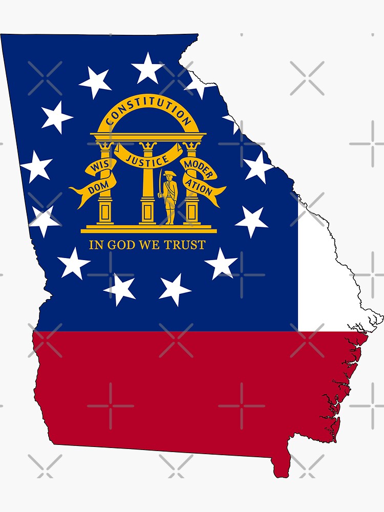 Georgia State Flag Map Sticker for Sale by limitlezz