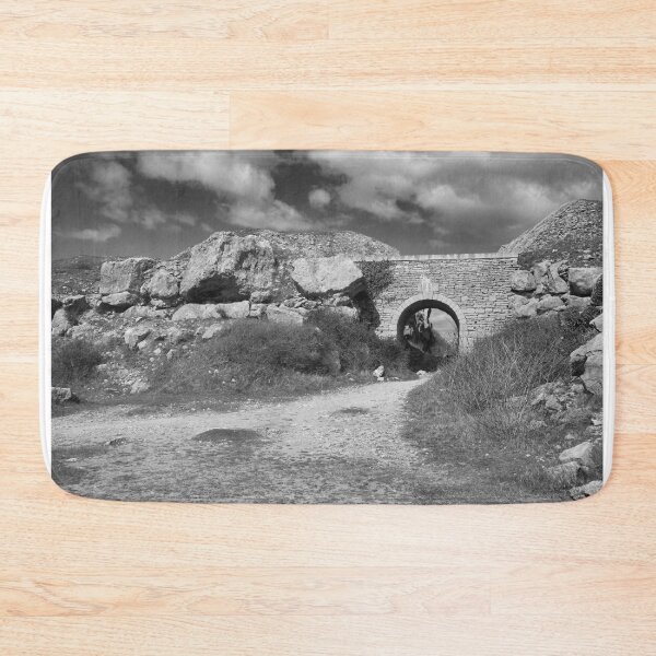 Item preview, Stone archway at Portland Quarry in black and white designed and sold by Ann Biddlecombe.