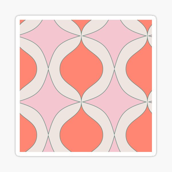 Retro 70s Geometric Shapes-Strawberry Pink And Green Sticker