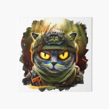 Vista previa del artículo con la obra «Agente de gatos ucranianos en el bosque nocturno.», diseñado y vendido por MaryshaArt.