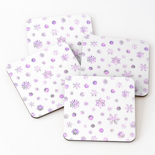 Item preview, Pink and Purple Snowflakes Pattern on White Background Fabric and Textile Abstract Design designed and sold by nickbrayimages.